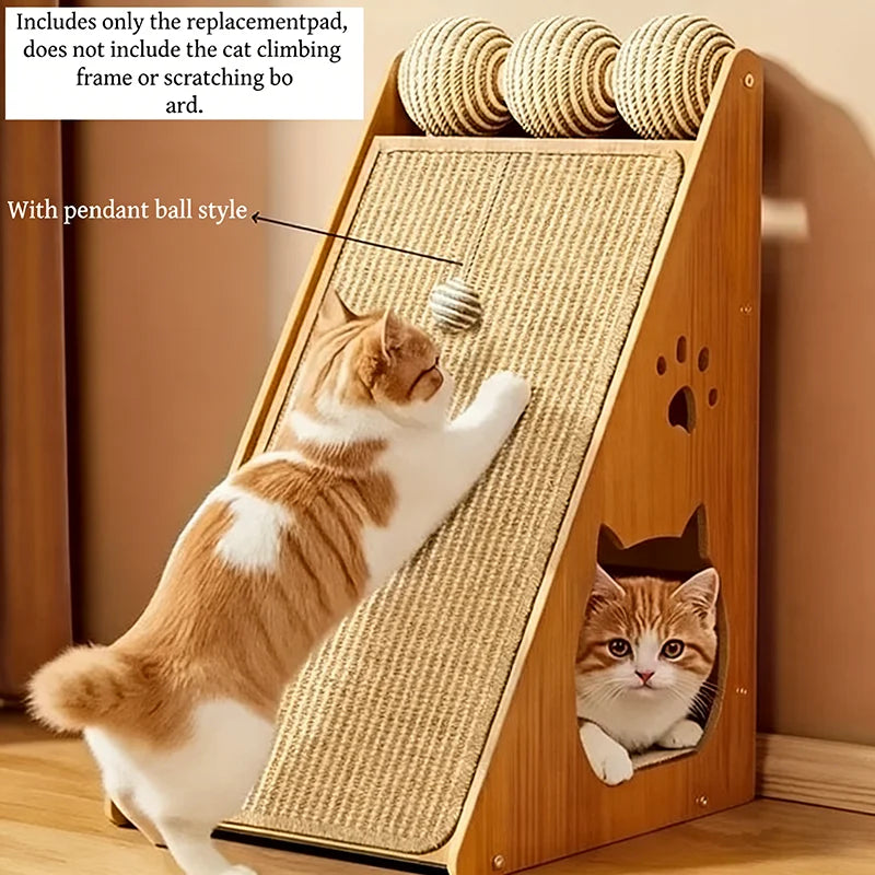 tapis griffoir vertical moderne chat sisal beige ball suspendue anti griffuresintérieur minimaliste