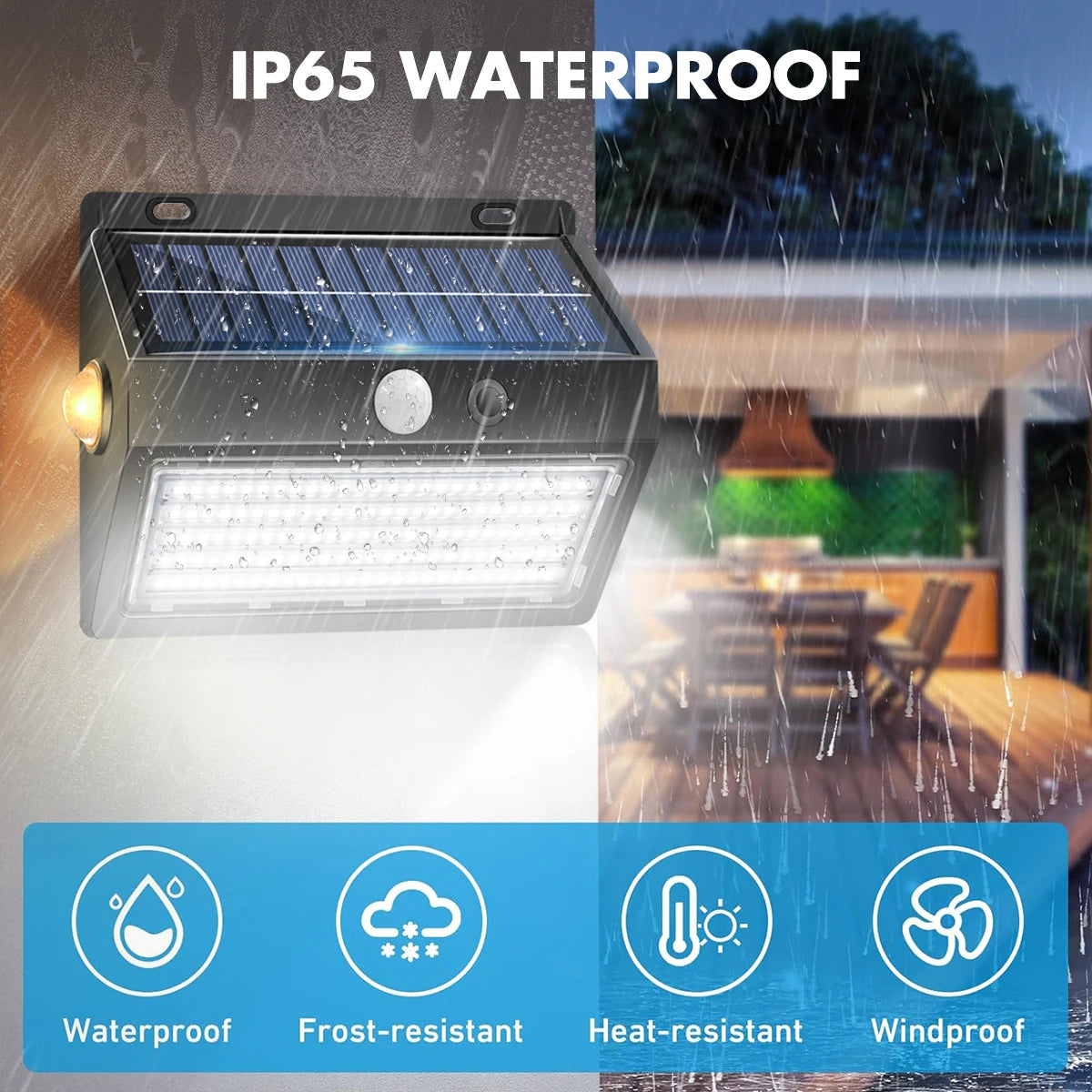 lampe solaire murale 130 led ip65 waterproof noir moderne