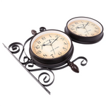 horloge murale vintage marron foncé cadran crème vieilli aiguilles métal transparent.gca