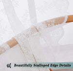 rideau blanc broderie florale polyester transparent classique oeilletsextérieur thermique lumière