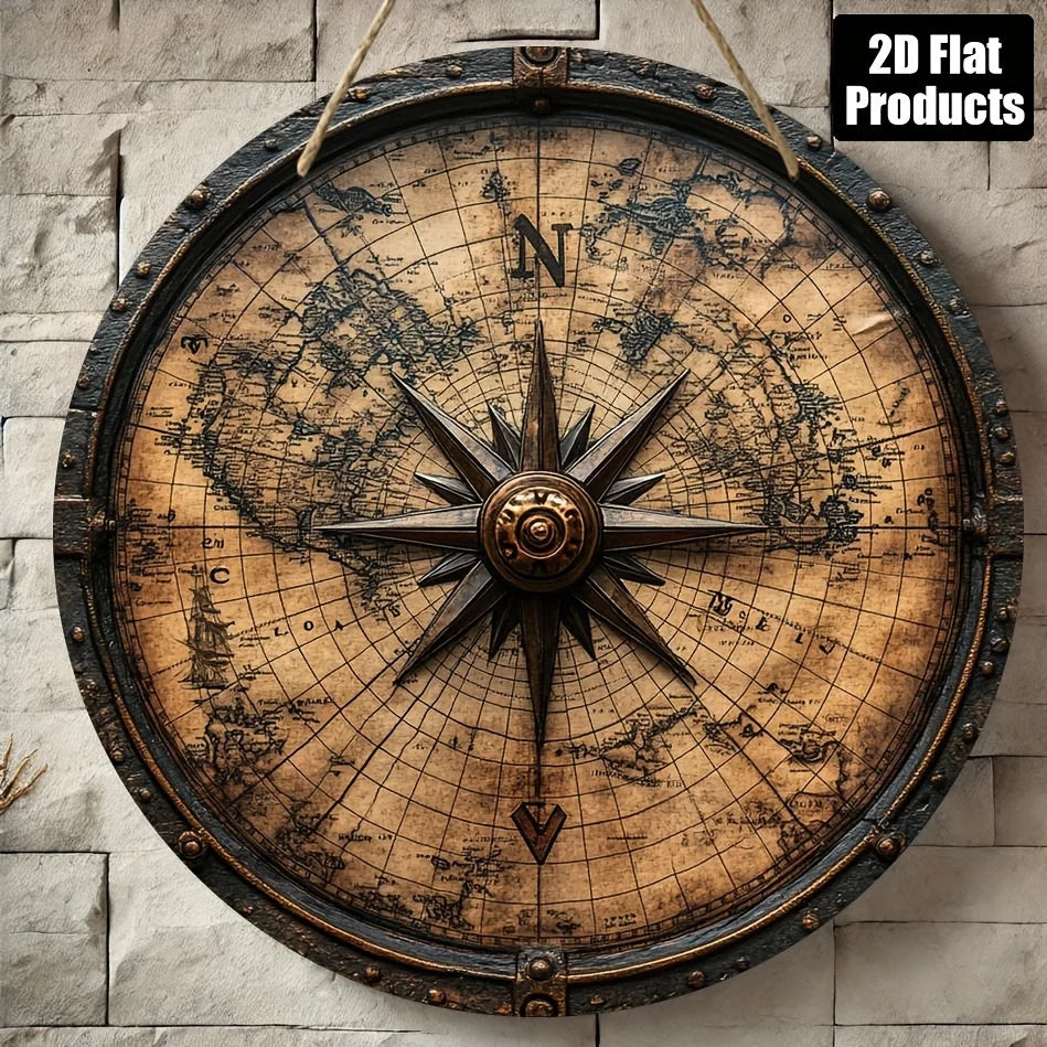 peinture murale vintage carte ancienne bois suspendue 20cm 28cm 36cm