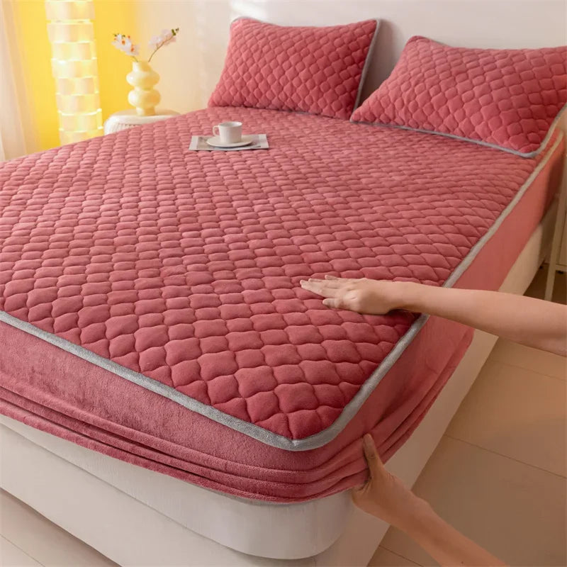 housse matelas épaisse polaire antiacariens matelassée orange foncé texture pointillés moderne douce 30cm haute