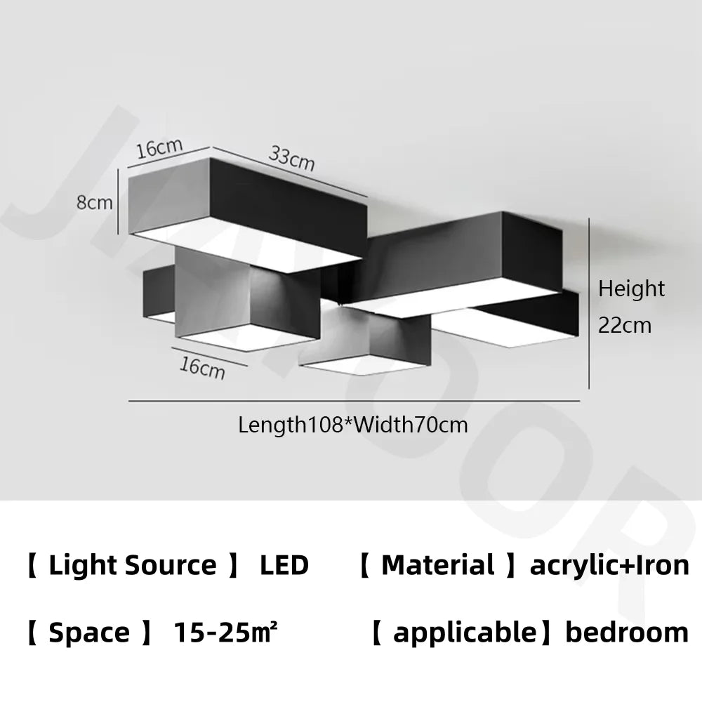 plafonnier moderne minimaliste blanc noir cubique géométrique LED salon chambre étude