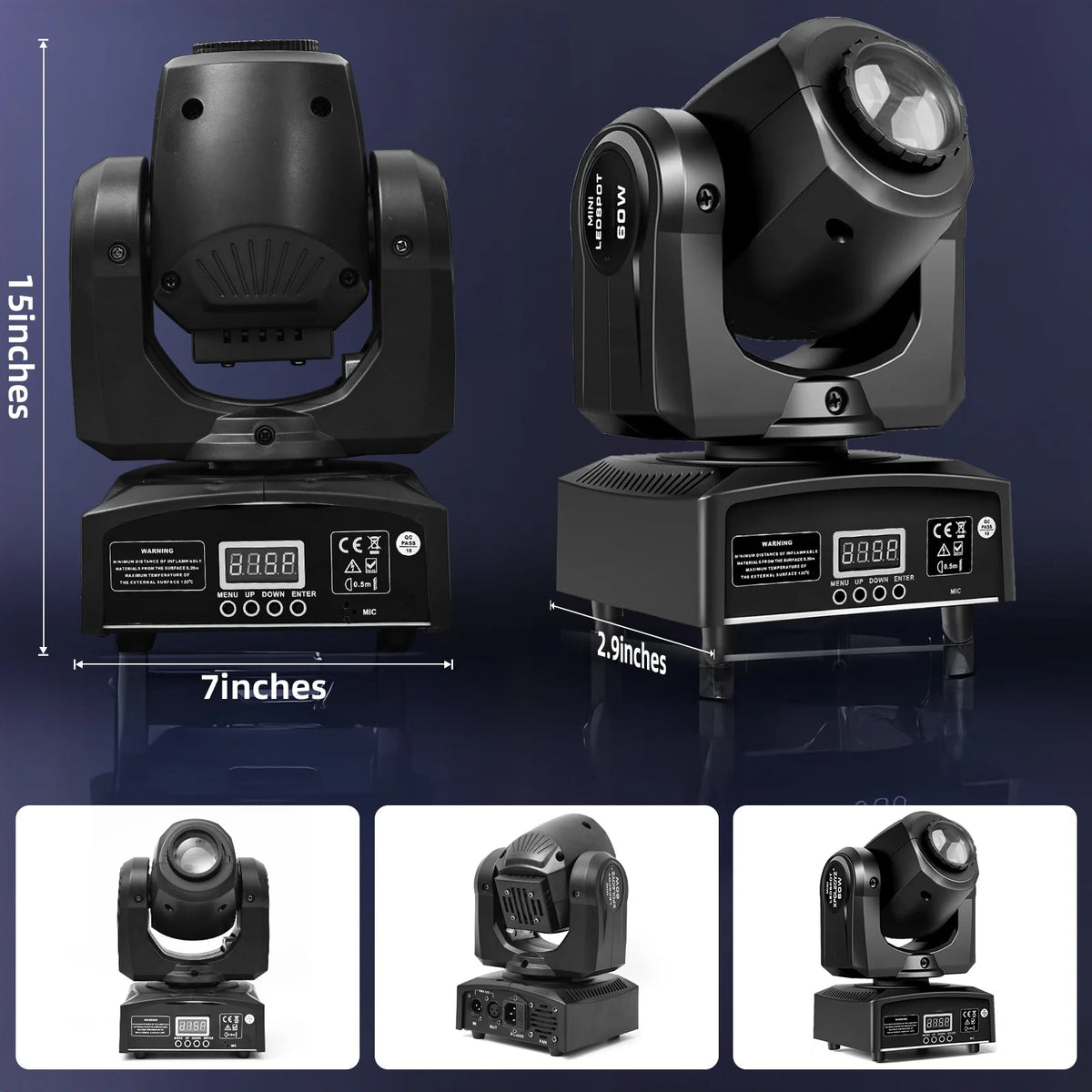projecteur scène mobile 60w led dmx gobo effet lumière dj noir moderne