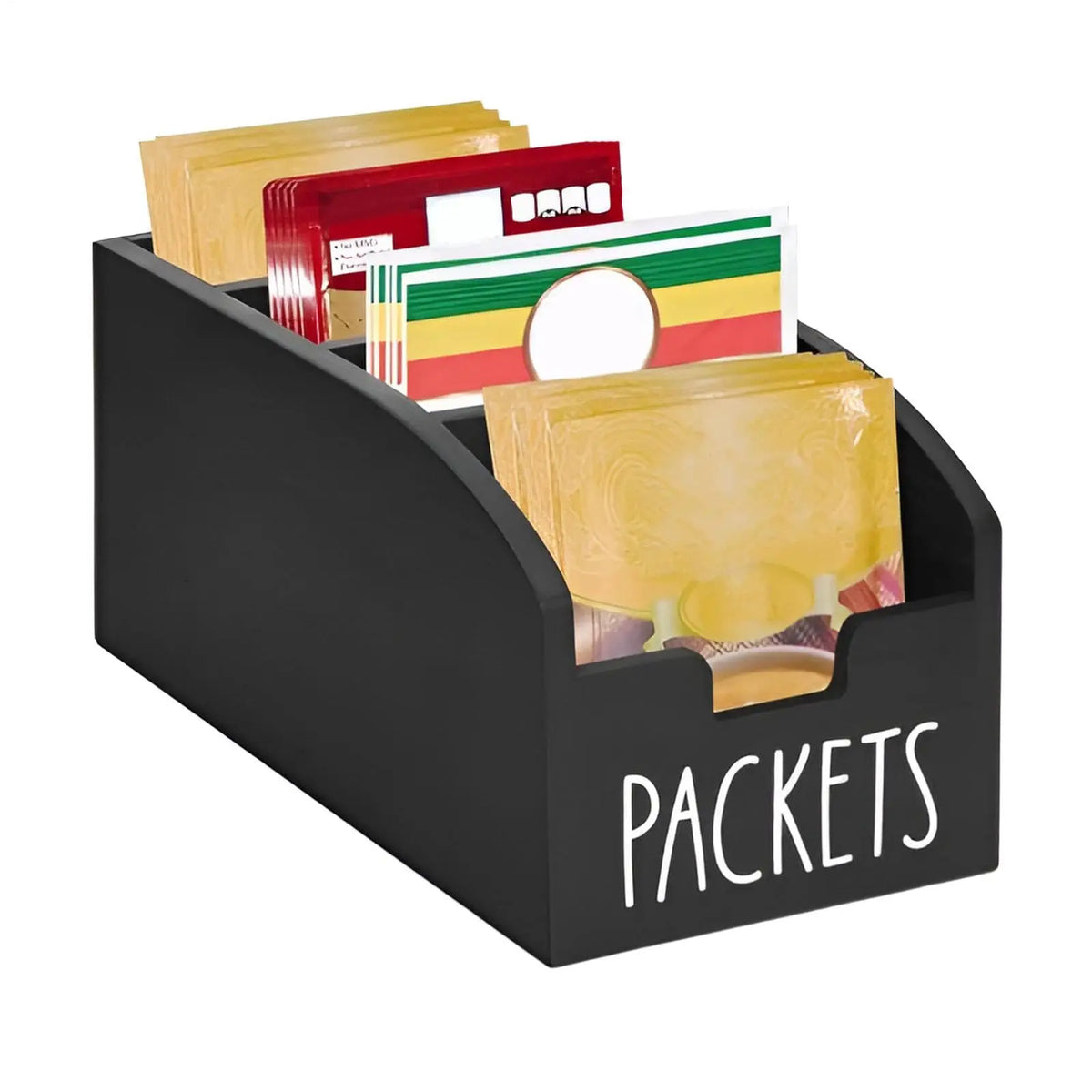 organisateur paquets noir bois moderne sans fixation compartiments cuisine rangement sacs alimentaires echangement modulaire