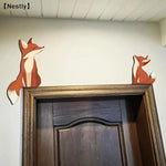 décoration murale renards stylisés orange bébé moderne porte chic graphique