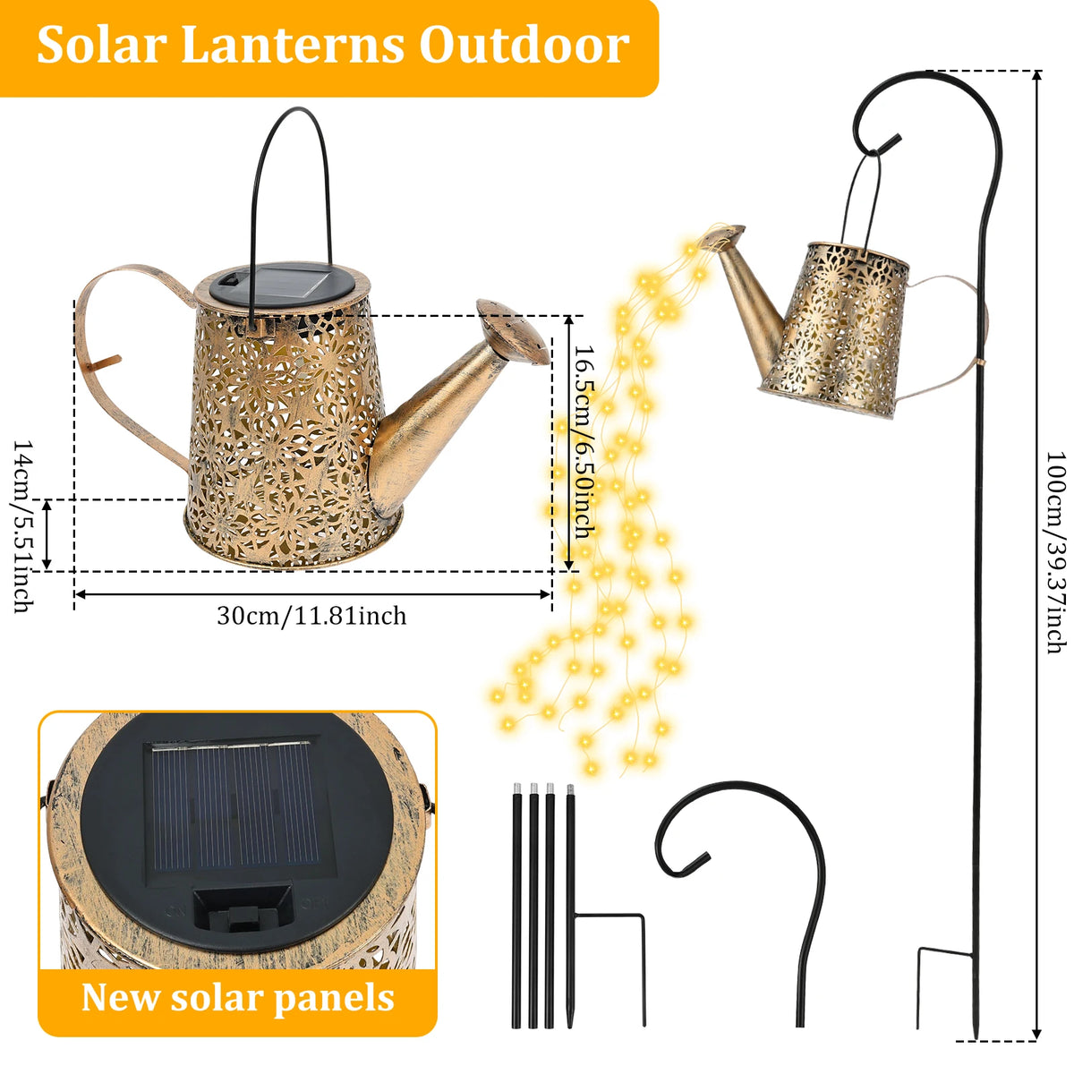 lanterne solaire suspendue led bronze or orientale extérieure ajourée festive autocollante