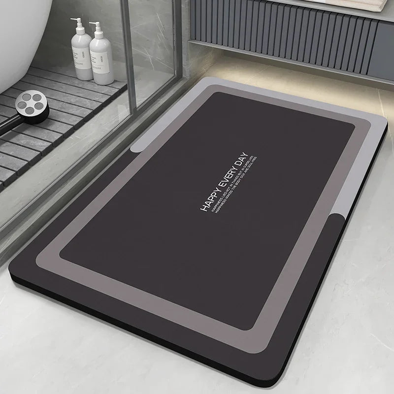 tapis bain moderne bleu gris motif animalier rapide absorption doux