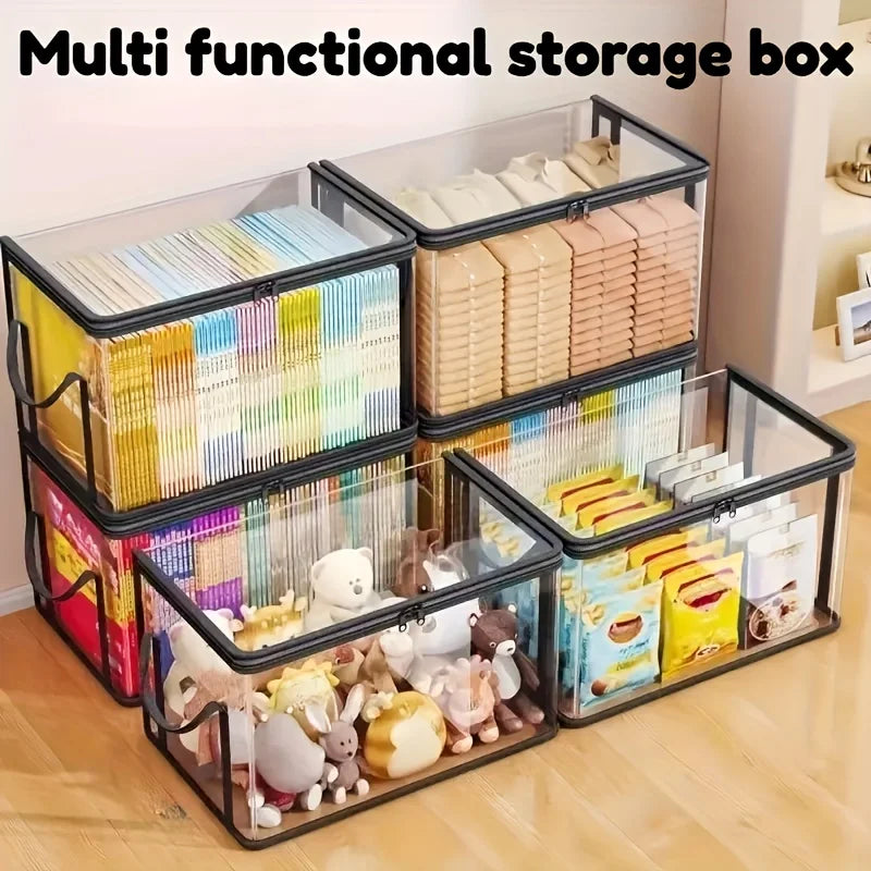 boîtes rangement transparentes poignées noires multifonctionnelles modernes maison