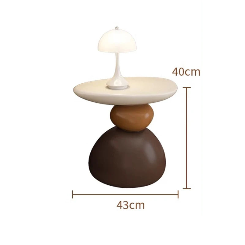 table basse ronde pierre moderne minimaliste sculptural couleur vive salon