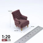 fauteuil miniature blanc velours épais boutons classique 14+ deco maison poupée imitation salon