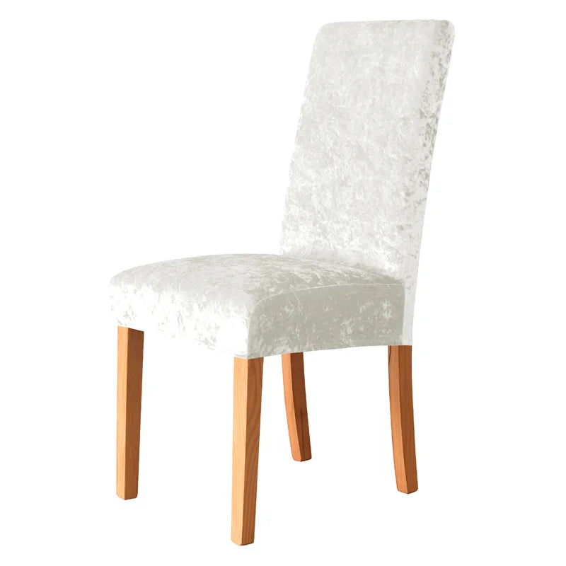 couverture chaise salle manger velours moderne beige clair antidérapante élasthanne polyester