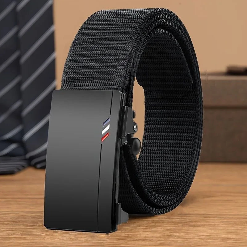 ceinture toile noire boucle automatique largeur 3cm moderne minimaliste adultes unisexe