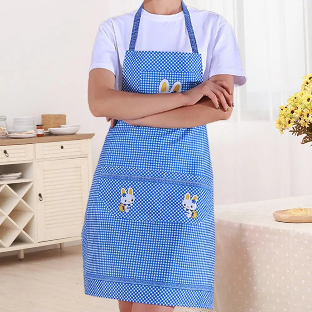 tablier cuisine rose bleu carreaux blancs lapin moderne décontracté poche collier