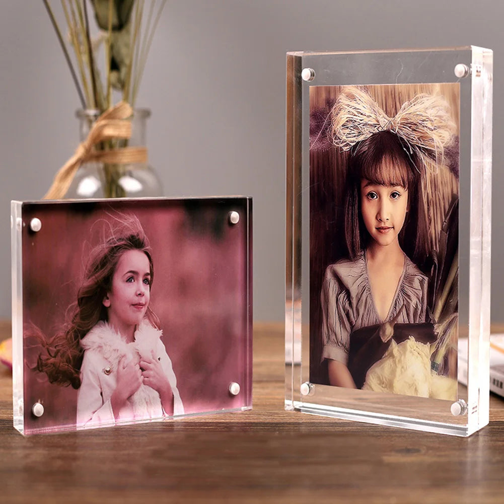cadre photo acrylique moderne transparent clips magnétiques 10x15cm 9x12.8cm 6x9cm 5.5x8.2cm