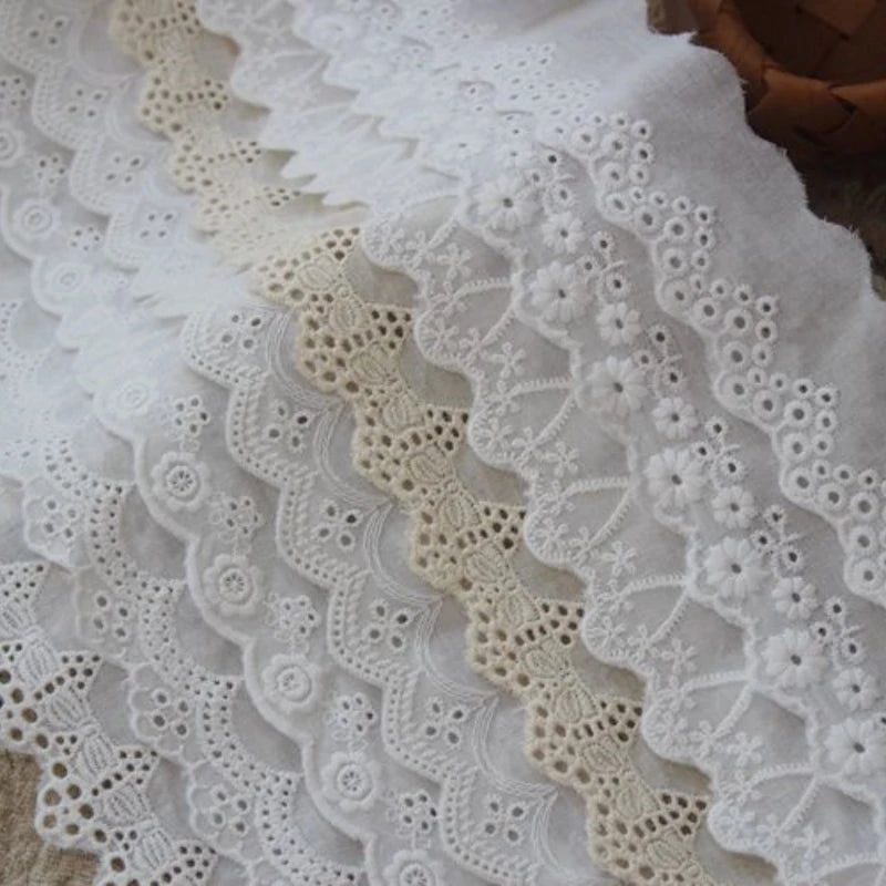 ruban dentelle vintage blanc fleurs romantique écologique coton largeur 4cm 45cm 48cm 5cm decoration