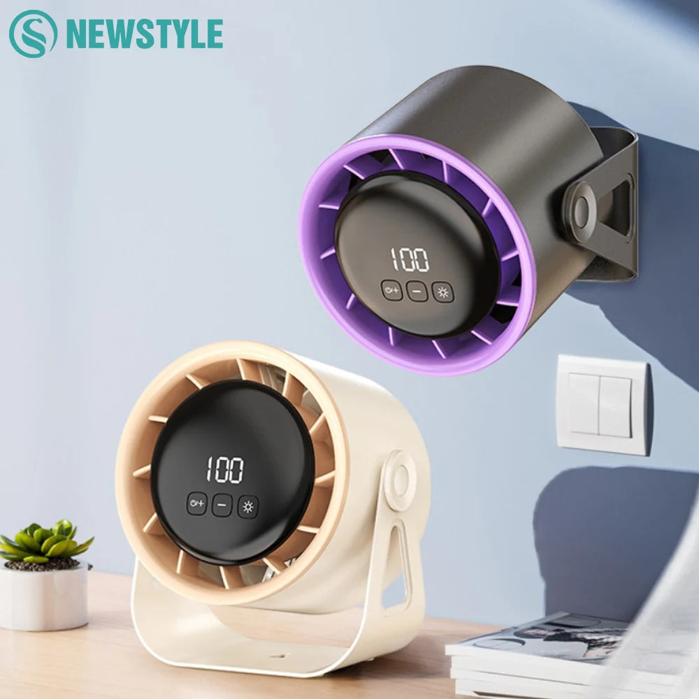 ventilateur portable led rechargeable moderne contrôle tactile noir violet beige