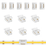 connecteurs led transparents broches dorées clips modernes 24v basse tension câbles colorés rouge vert