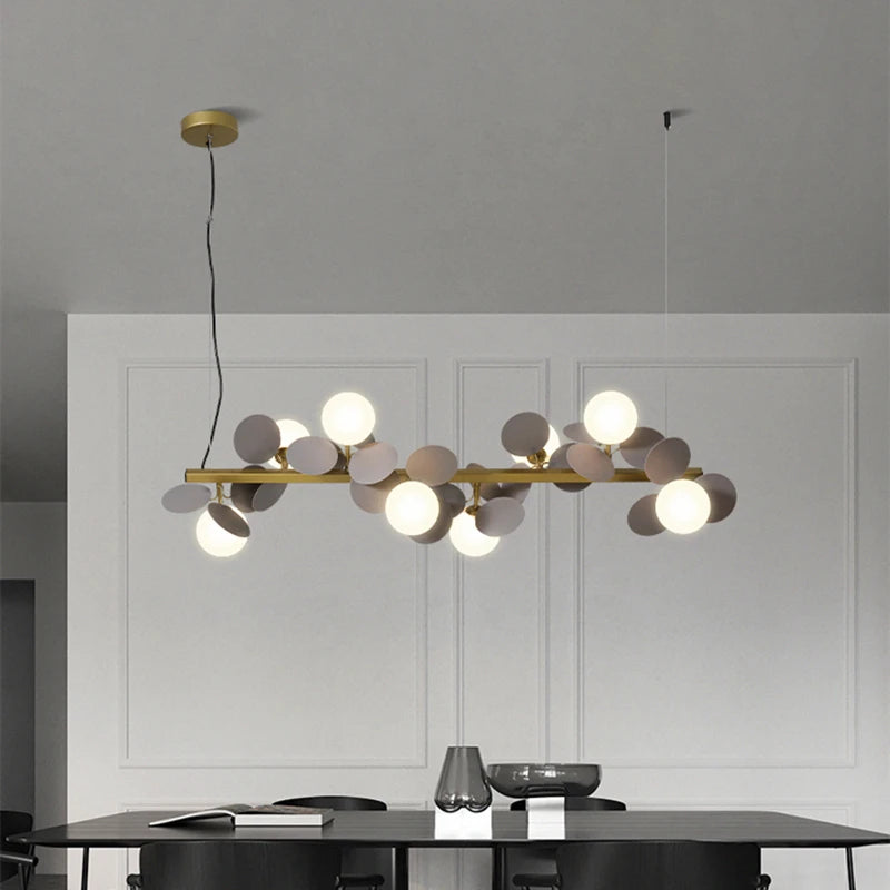 lustre suspension moderne blanc doré boules verre opale nordique salon salle manger cuisine