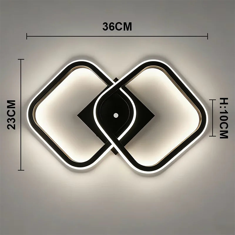lampe moderne carrée noire géométrique éclairage cuisine salon 45x45cm