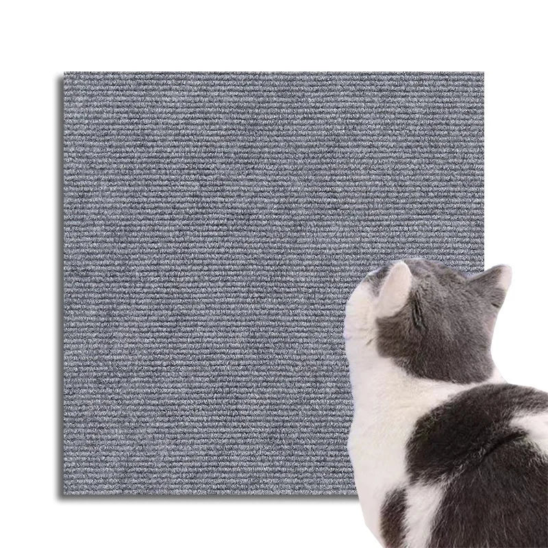 grattoir chats adhésif couleur gris moderne texture tissée taille 30x30cm 30x60cm