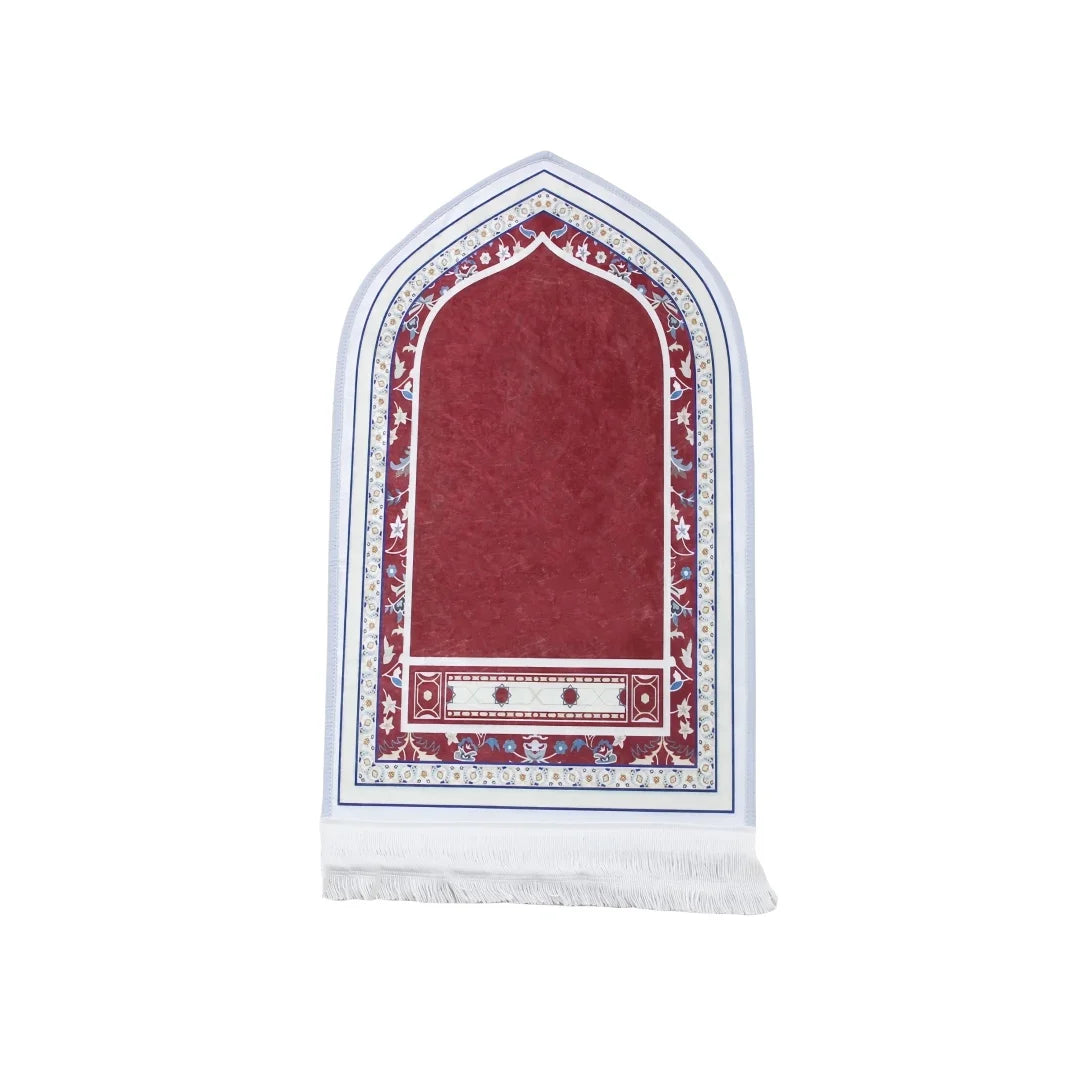 tapis prière musulman polyester antidérapant motifs floraux moderne bleu vert noir blanc usage maison