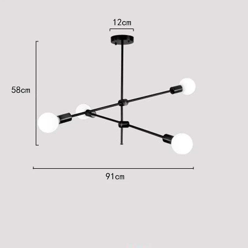 chandelier moderne or noir led suspension salon cuisine industrielle minimaliste