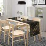 chimene table lin imitation marbre noir veines dorées moderne luxueux 184cm longueur 34cm largeur