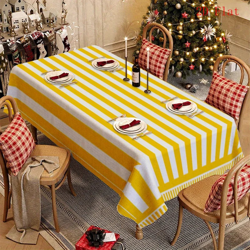 nappe rayée jaune blanche moderne imperméable lavable machine réutilisable extérieur mariages fêtes