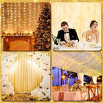 rideau lumineux led blanc doré moderne transparent télécommande usb adaptable noël ramadan nouvel an
