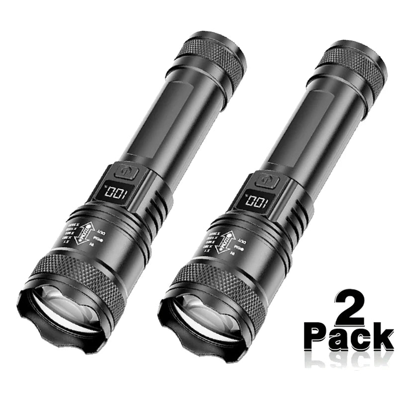 torche tactique rechargeable led 2000lm ipx4 moderne noire texturée camping