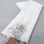 dentelle blanche brodée fleurs motifs floraux tissu coton mariage opaque simple