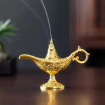 brûleur d'encens or lampe aladdin oriental décoration florale aromathérapie maison salon