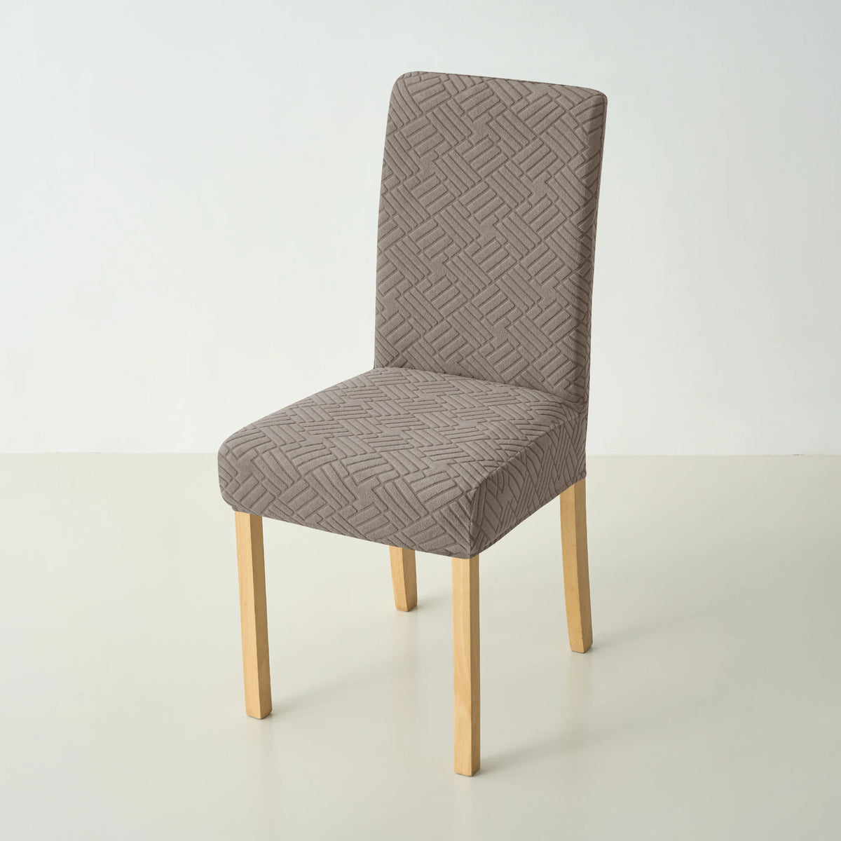 housse chaise moderne motif géométrique gris polyester anti poussière élastique banquet mariage salle manger