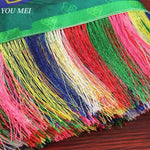 foulard ethnique motifs traditionnels franges colorées bleu vert orange jaune