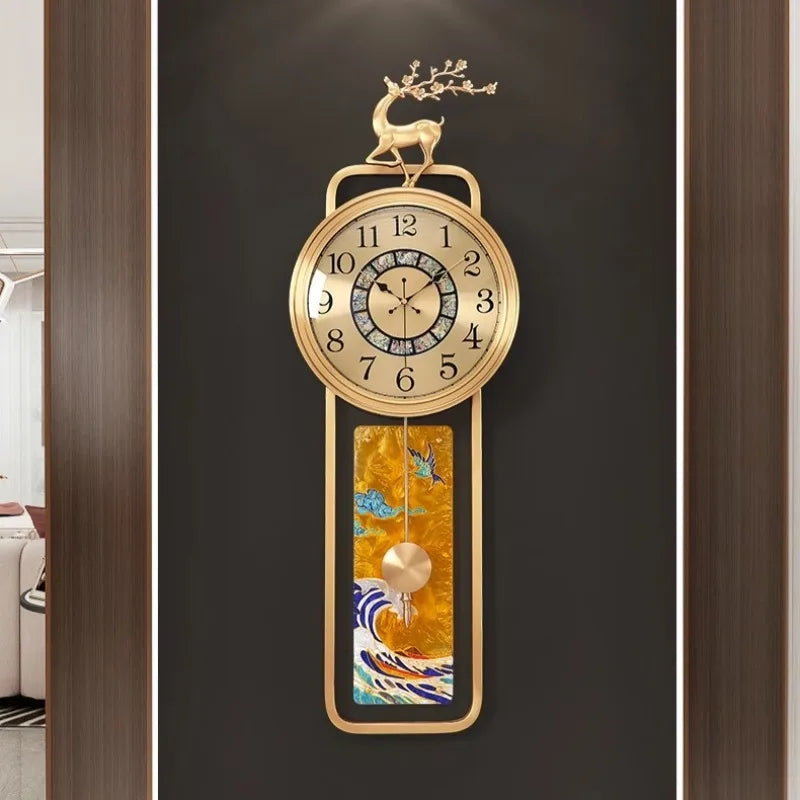 horloge murale moderne or noir figurine cerf abstraite décoration chambre salon