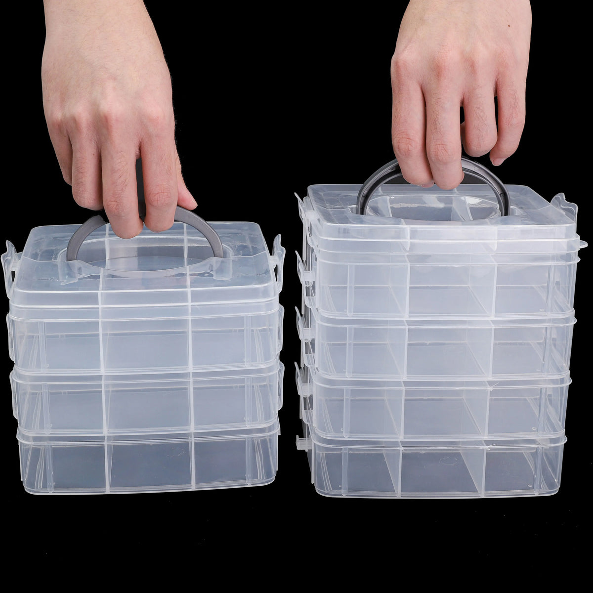 boîtes rangement bijoux transparentes plastique modernes couches compartiments organisation accessoires