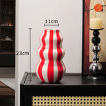 Vases modernes céramique rayures colorées bleu blanc vert rouge jaune