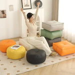 pouf moderne orange gris vert blanc mousse pu polyester coton imperméable amovible lavable