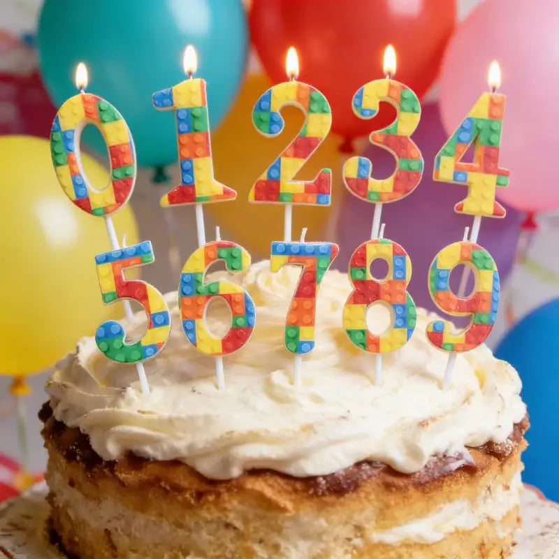 bougies anniversaire chiffres couleurs construction blocs decorative enfantine pique số đến