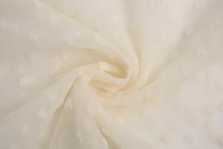 tissu polyester dentelle coeurs blanc noir rose beige rouge translucide mariage