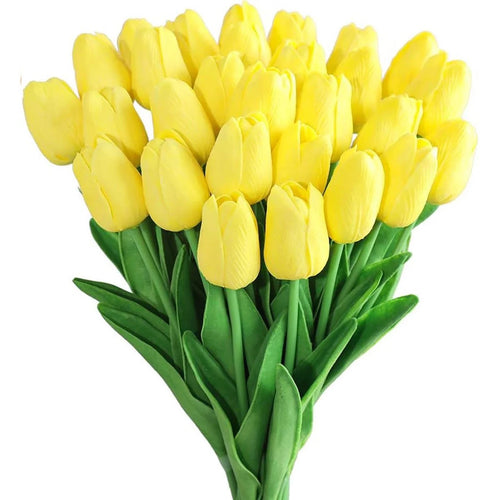 bouquet tulipes artificielles jaune blanc moderne décoration intérieure mariage anniversaire élégant