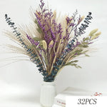 décoration intérieure bouquet pampas bleu blanc naturel vase bougie éléments