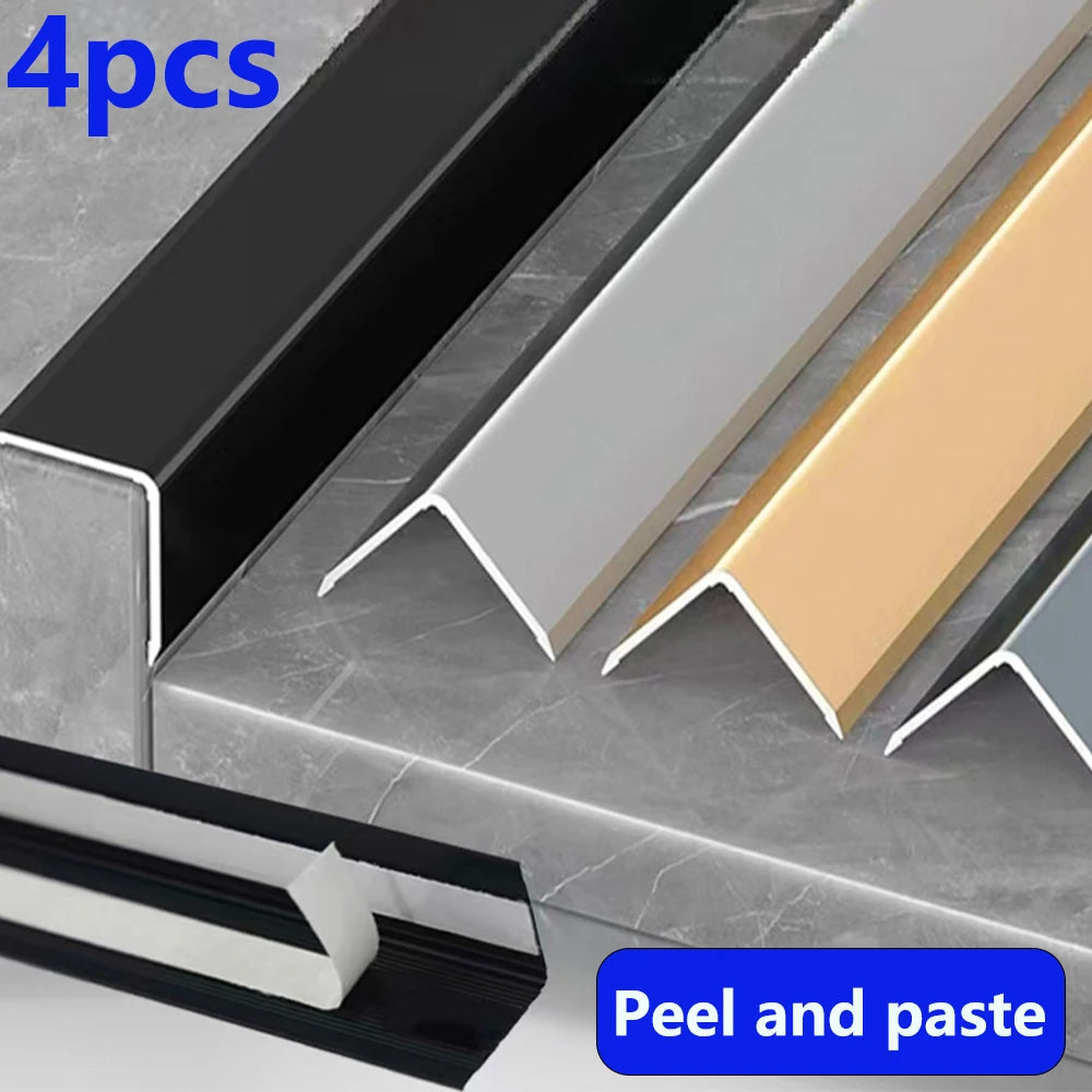 protections angle decoratives metallique brossee opalescente moderne noir argenté rose doré 90cm adhésives 4pièces