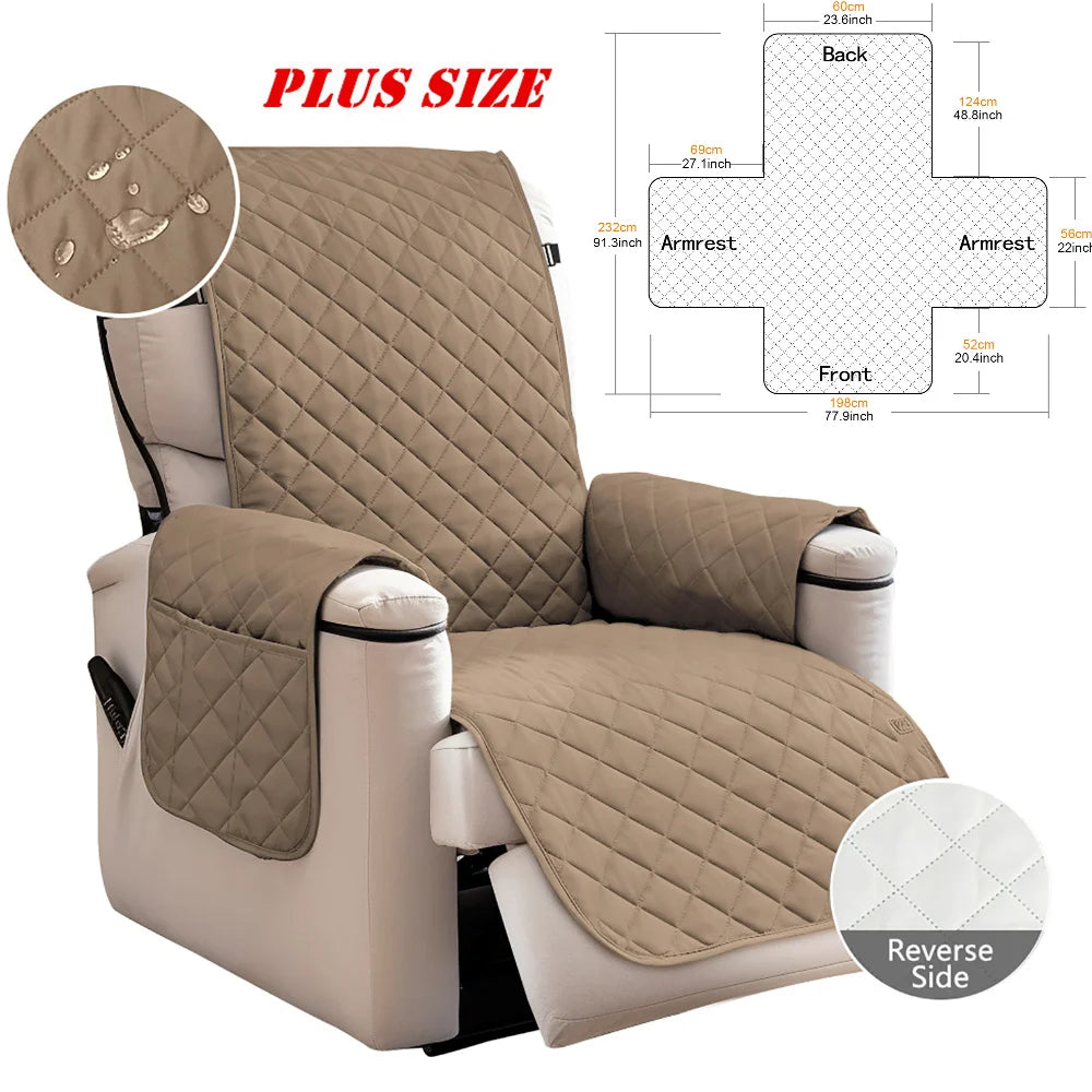 housse fauteuil inclinable noir beige quilté moderne boucles métalliques poche polyestère nettoyage sec automne