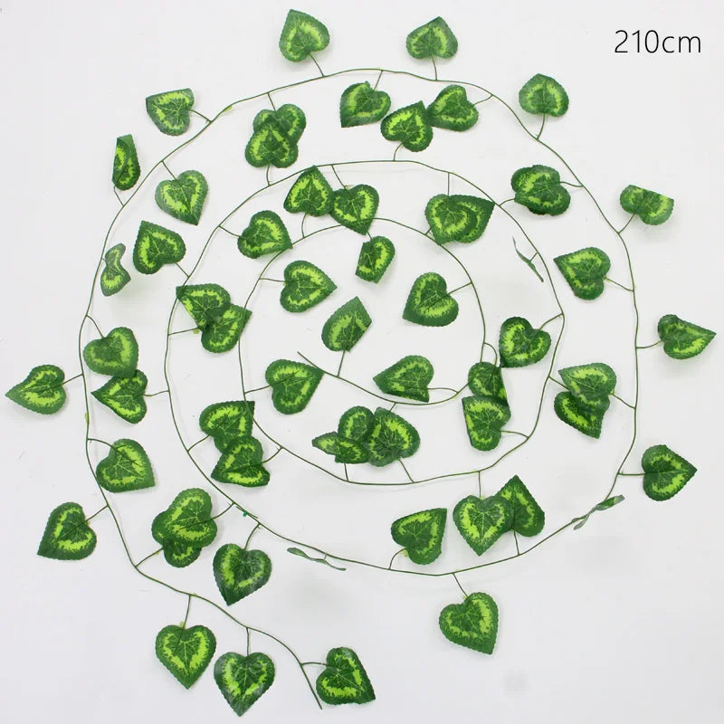 guirlande artificielle feuilles vertes naturelle extérieur accrochée 210cm 240cm décoration mariage fêtes anniversaire événements