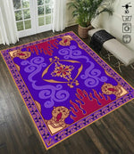 tapis salon moderne motif ethnique violet rouge beige doré décoratif maison chambre grand