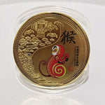 médailles zodiaque chinois animaux symboles yin yang decoration florale or rouge noire bleu verte