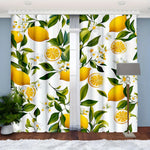 rideau imprimé citrons feuilles vertes blanc moderne opac 100 polyester salon cuisine