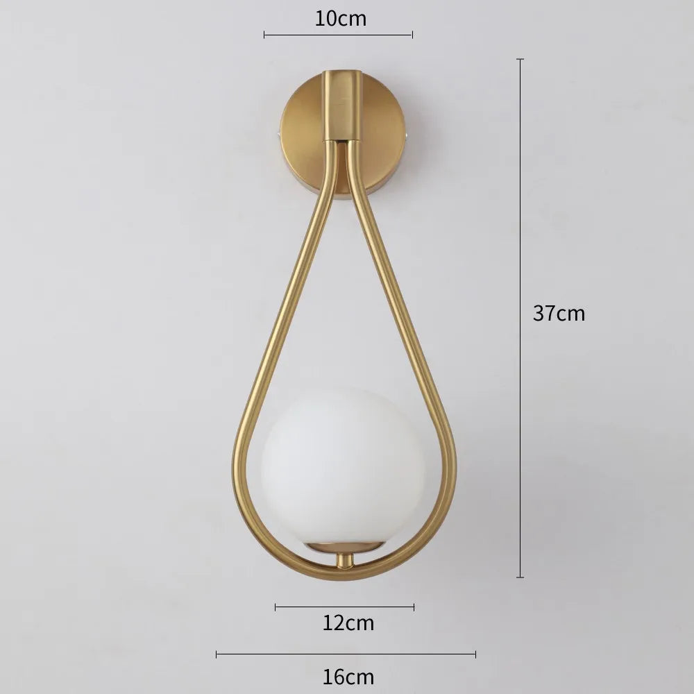 lampe murale moderne or noir goutte verre métal chambre entrée 249lm 90260v